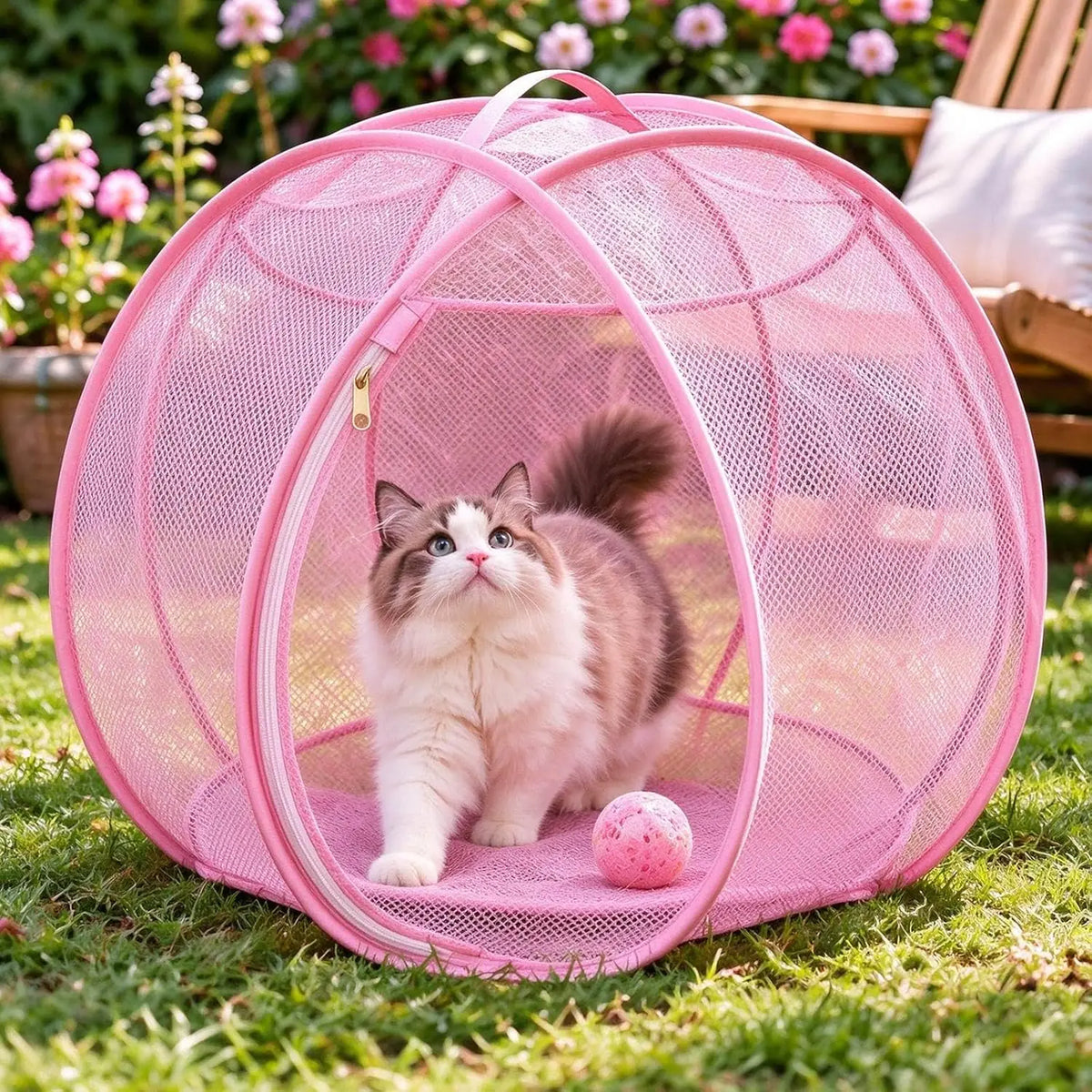 The Meowdow Pod – Pop-Up Mesh Cat Playpen