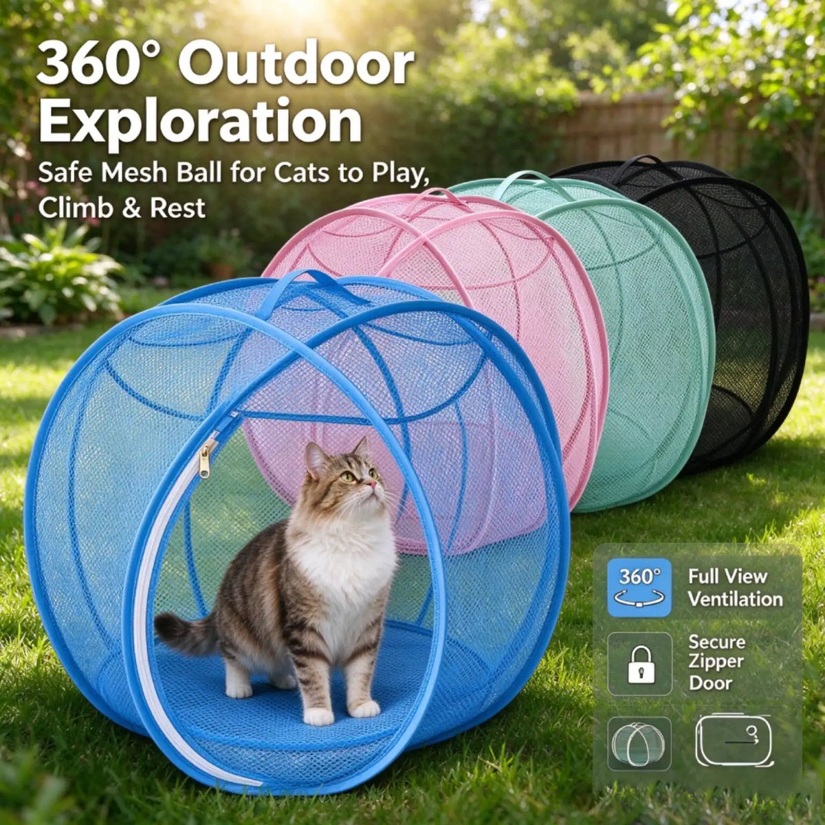 The Meowdow Pod – Pop-Up Mesh Cat Playpen