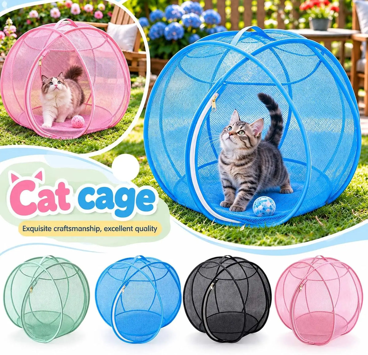 The Meowdow Pod – Pop-Up Mesh Cat Playpen