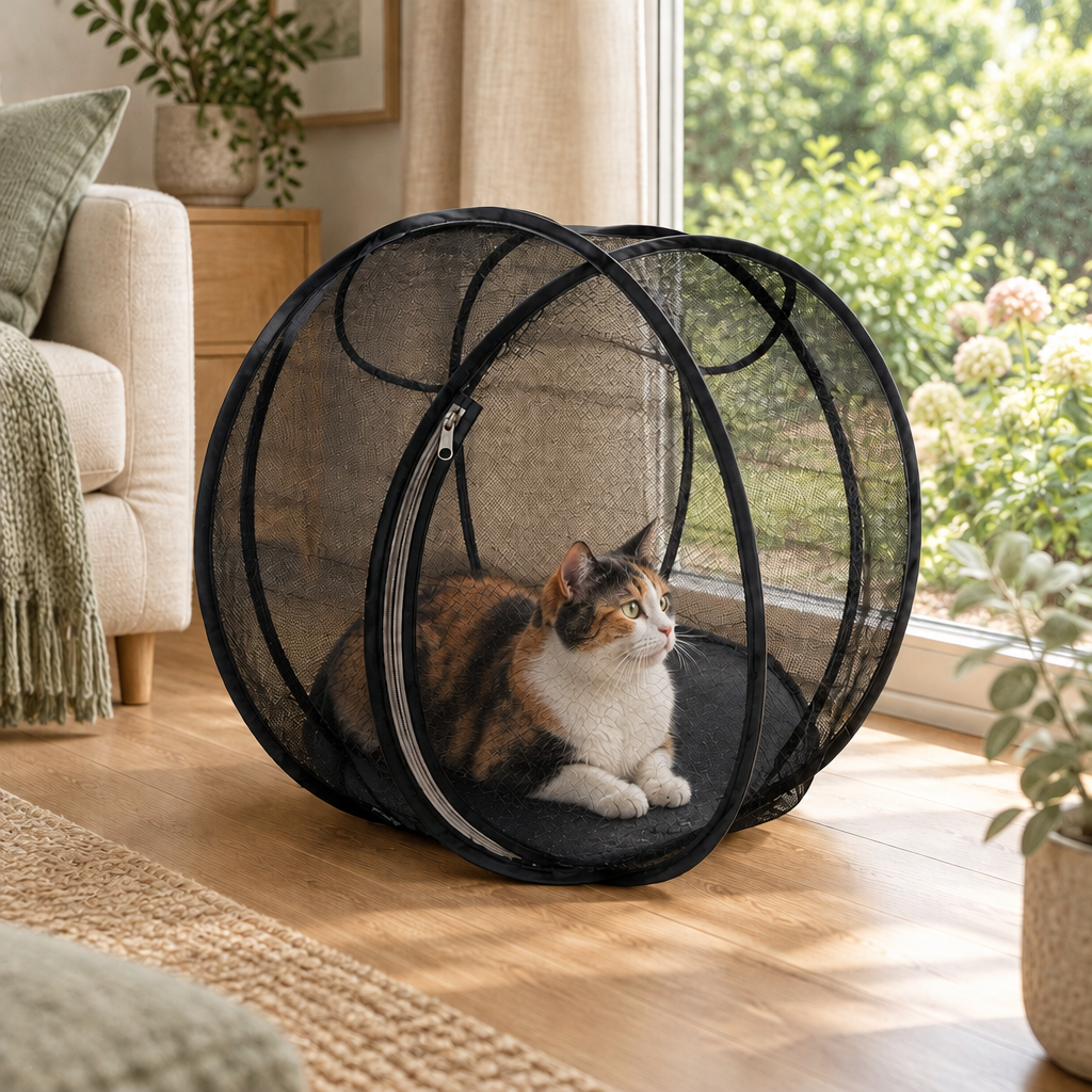 why we made it — Meowdow black pop-up mesh cat pod